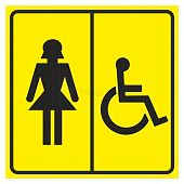 Табличка пиктограмма "Женский туалет для инвалидов" ПВХ 200*200мм