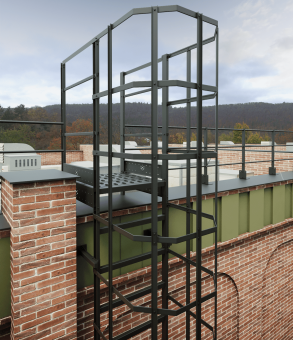 Вертикальная пожарная лестница П1-2 с площадкой 800х1500 L=7000мм